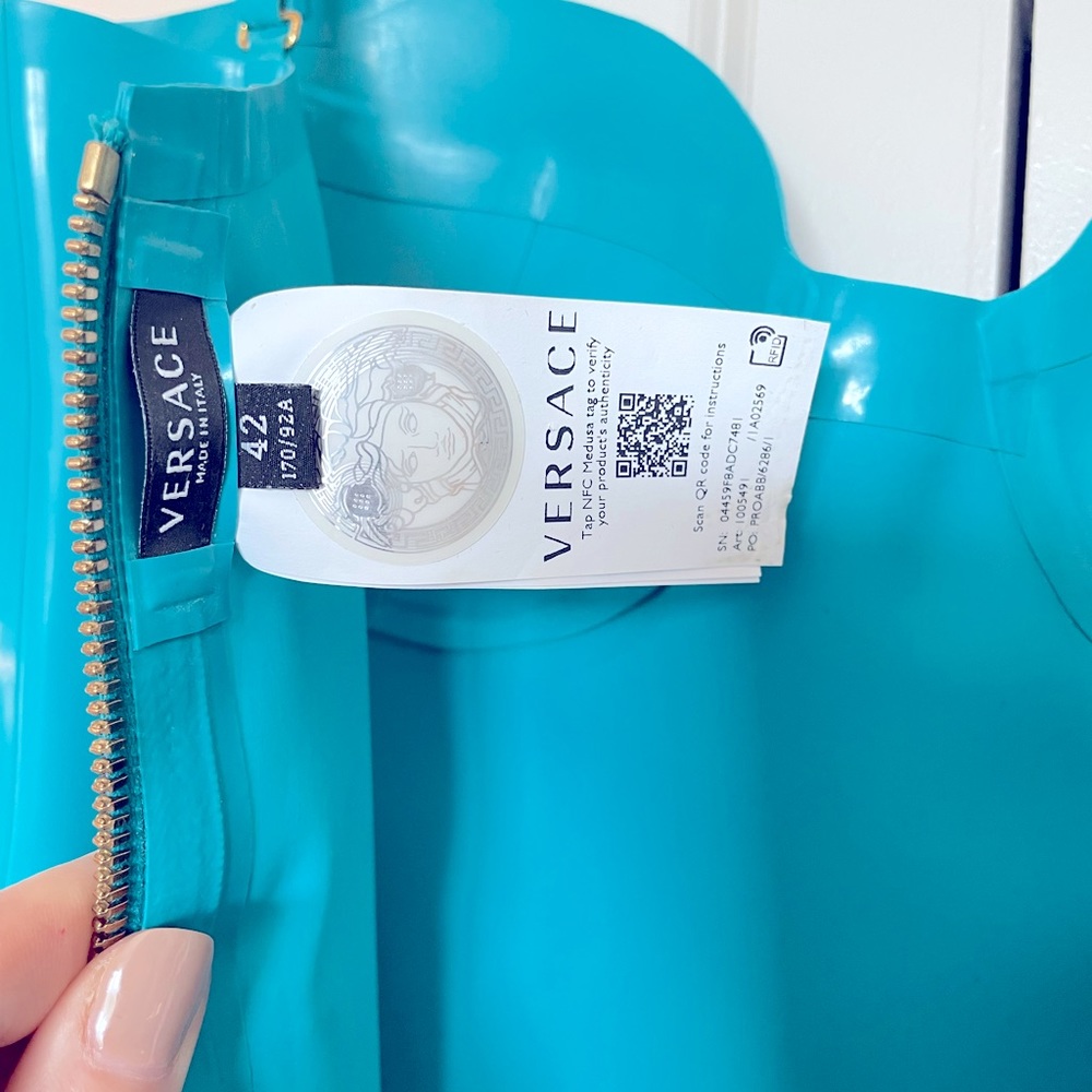 Authentic Versace Latex Body-Con Midi Dress - Picture 5 of 8